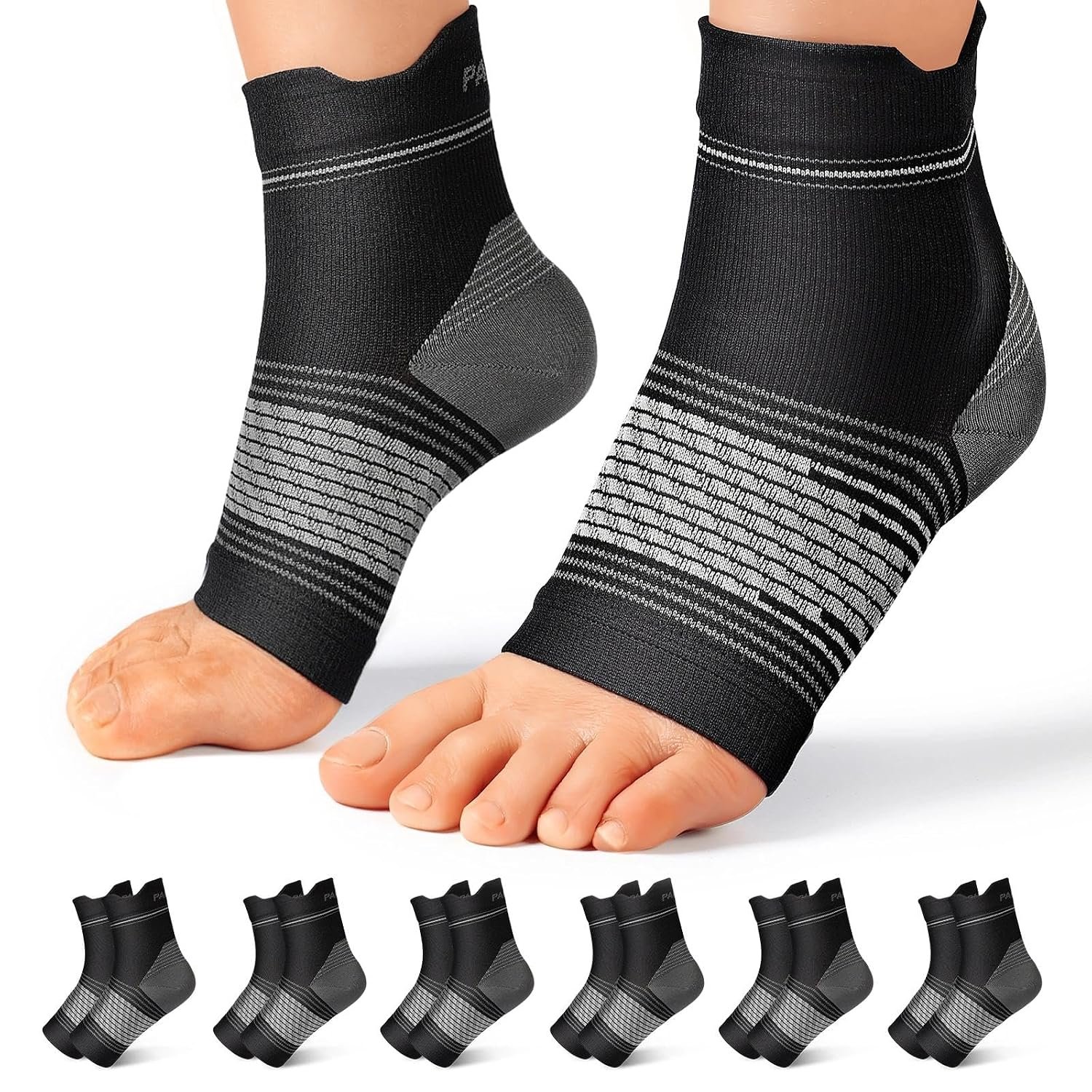 PAPLUS 6 Pairs Compression Socks Women & Men for Plantar Fasciitis Relief
