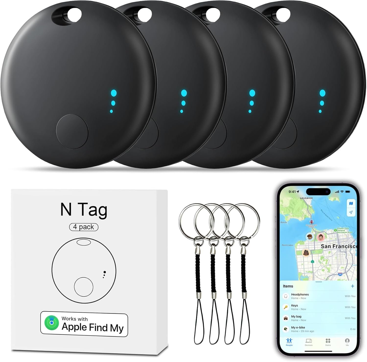 Air Tracker-4 Pack [MFi Certified] Work with Find My(iOS Only)