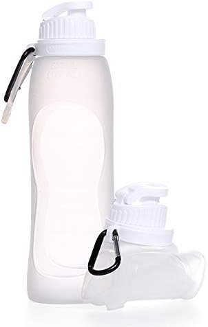 Omana 500ml Collapsible Water Bottle BPA Free Silicone Foldable Portable Leakproof Water Bottle for Outdoor Cycling School Travel Gym Hiking Sports (Clear)