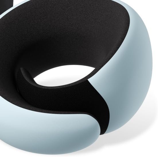 Ergo Memory Foam Travel Pillow, Memory Foam Airplane Pillow for Long Flights, Adjustable Neck & Chin Support to Help Keep Head Upright, Compact Travel Pillow- Light Blue