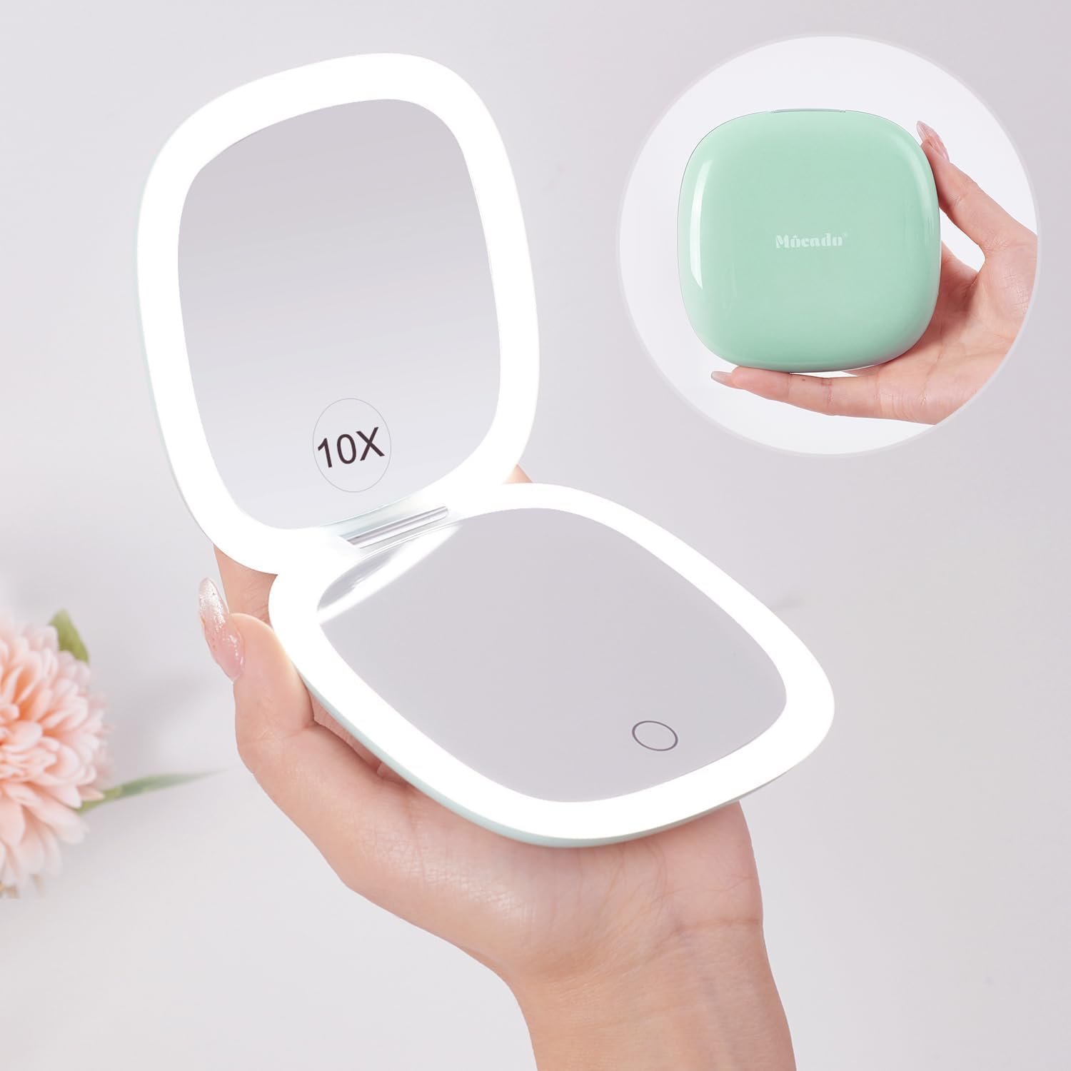 Mocado Compact Mirror with Light-4 Inches Compact 1x/10x Magnifying Mirror