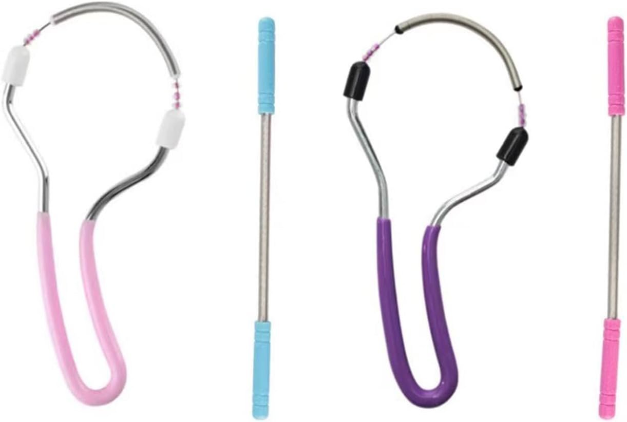 4 Pcs Facial Hair Remover Manual Epilator Spring Spring Face Hair Remover with Handle Hair Epilator Tool (Random Color)