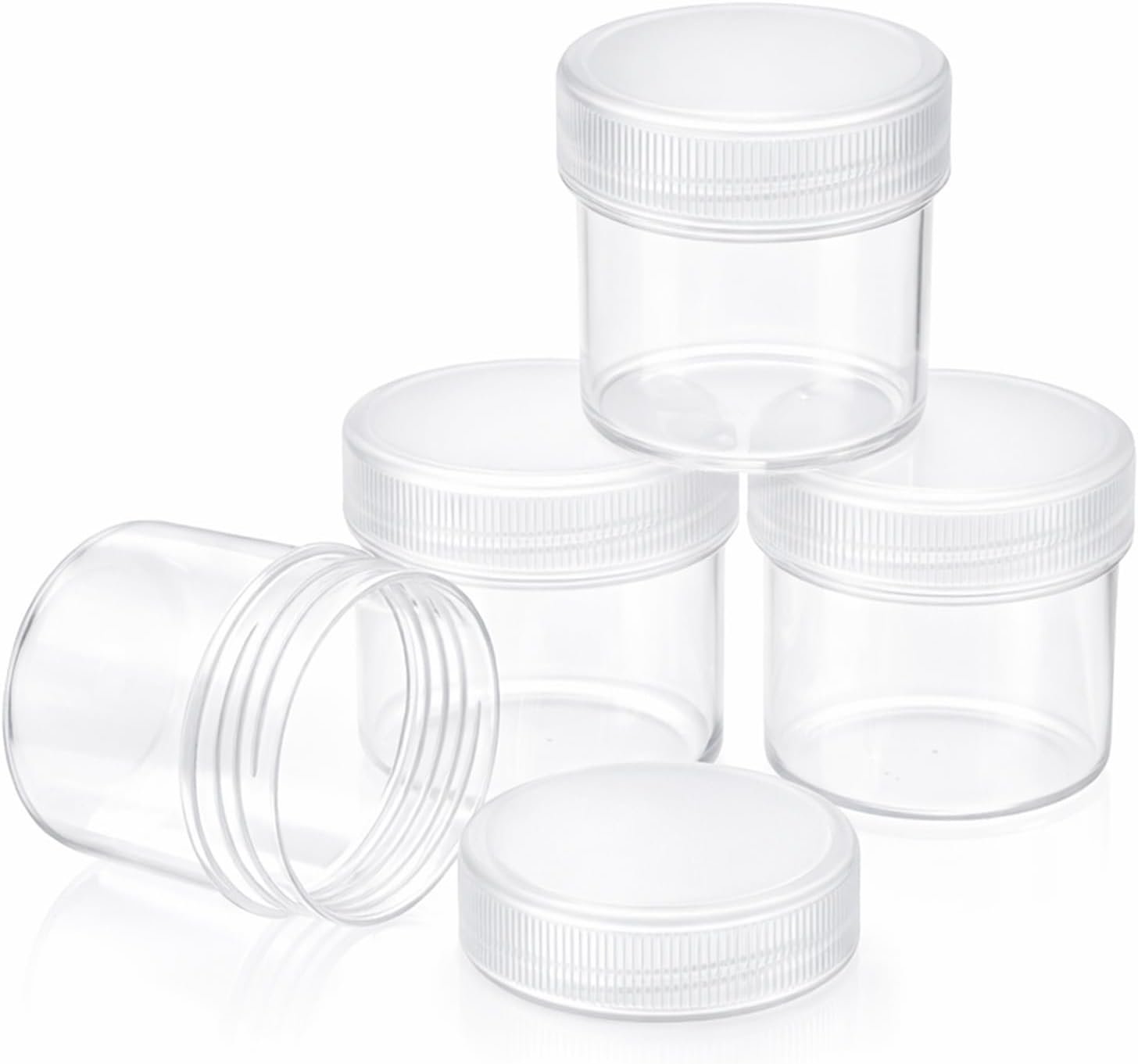 Clear Jars with Lids, 4 Pack Travel Jars for Creams, 1.7oz Travel Size Container, Clear Leak Proof Plastic Jar with Lids for Creams, Cosmetics, Lotions, Beads Storage