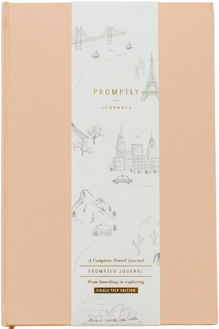 Promptly Journals, A Complete Travel Journal: From Boarding to Exploring (Country Peach, Orange, Leatherette) | Vacation Journal | Travel Memories Journal | Road Trip Essentials