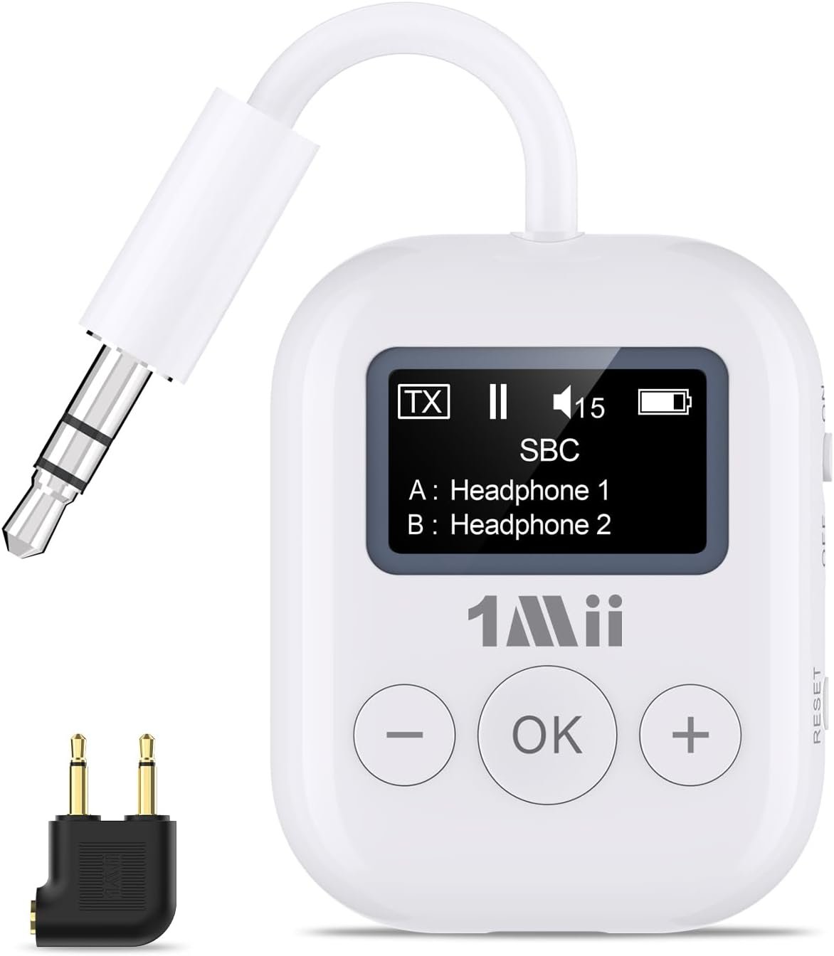 1Mii SafeFly Min Airplane Bluetooth Adapter for 2 AirPods or Headphones