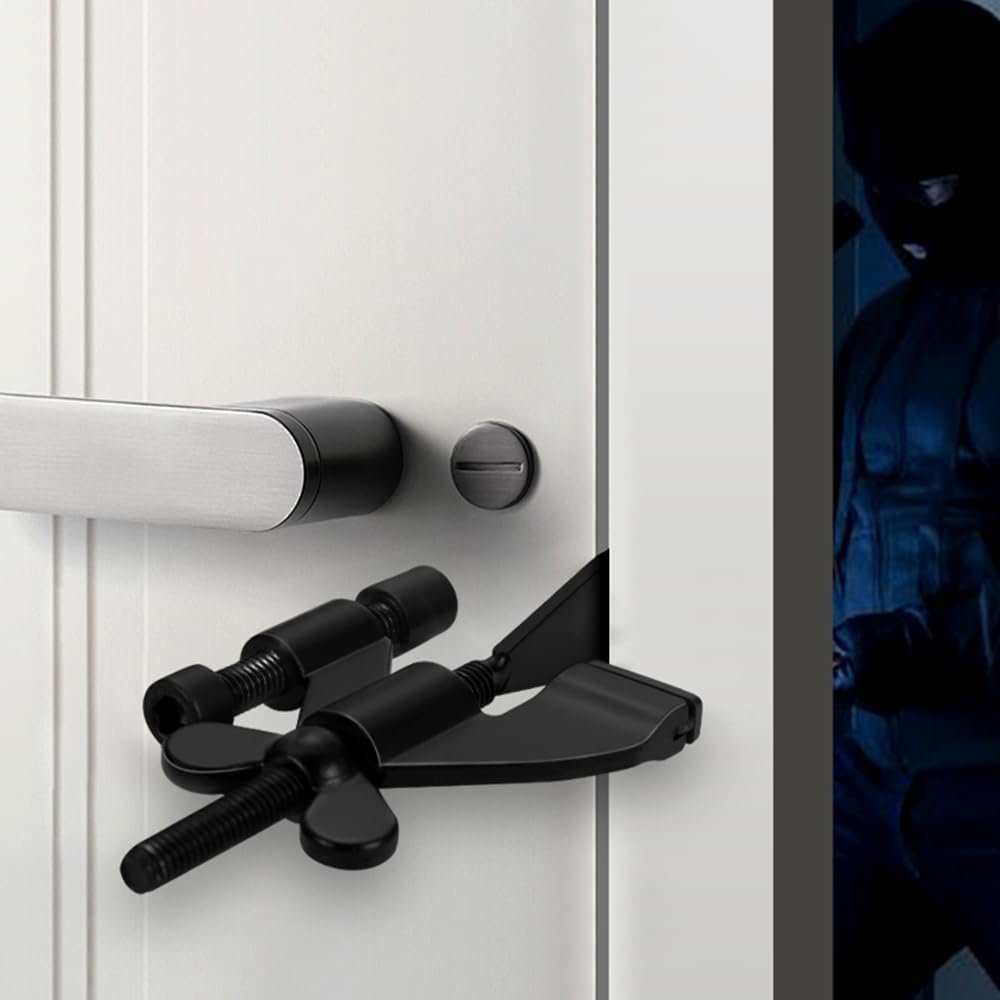Black Adjustable Heavy Duty Portable Door Lock,No Drill
