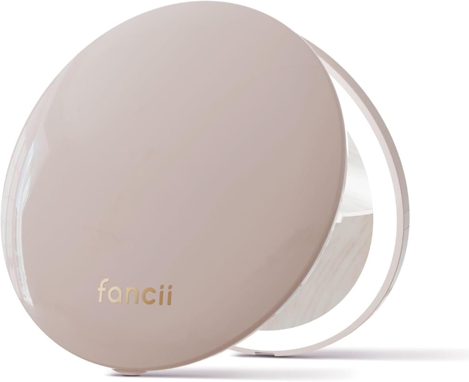 Fancii Mini Taylor Compact Magnifying Mirror with LED Light, 10x/1x, Rechargeable, 3 Light Settings, Dimmable – Small Lighted Travel Handheld Mirror for Pocket, Handbag, Purse, 2-Sided (Desert Sands)