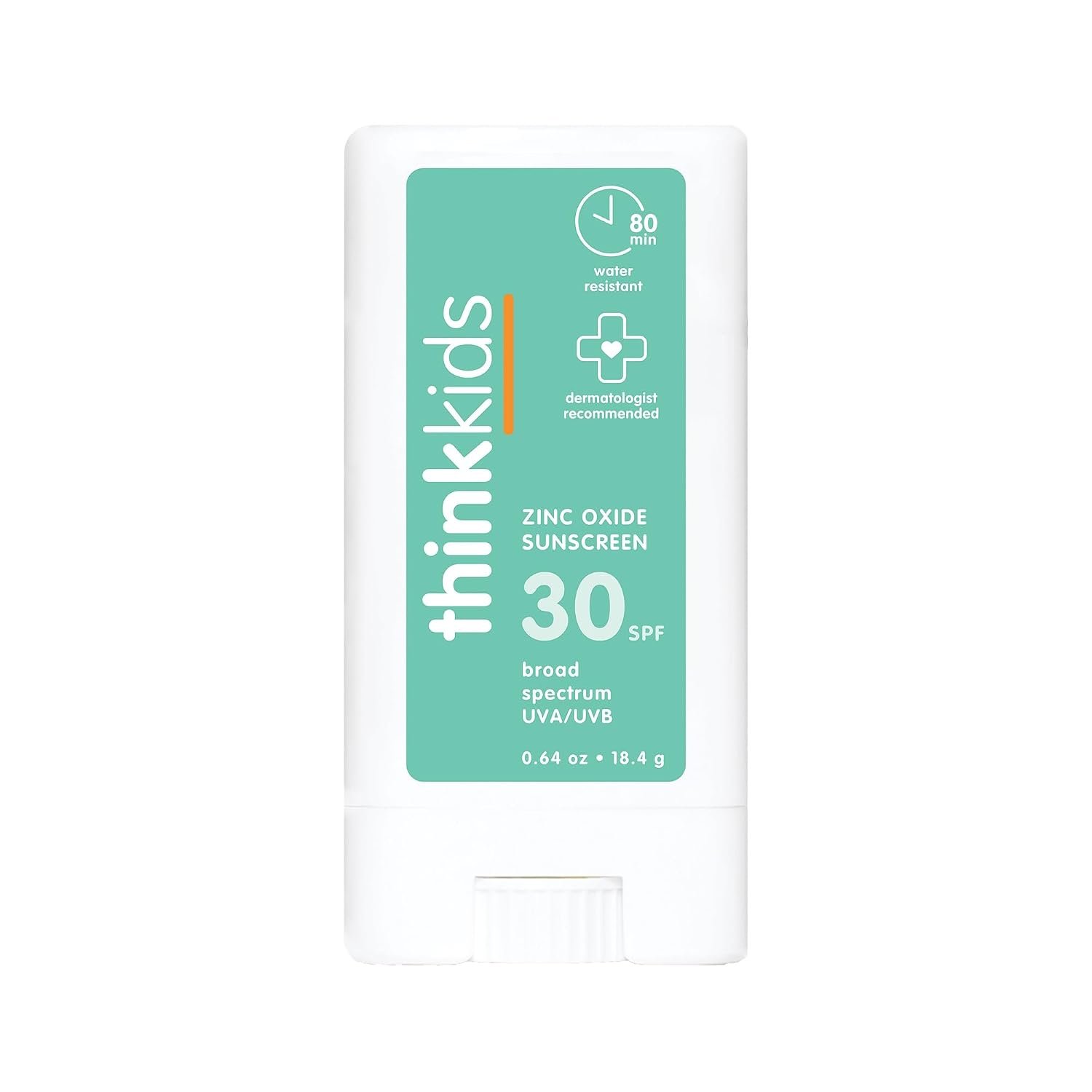 Thinkkids Mineral Sunscreen Stick SPF 30, 0.64 Oz, Vegan & Water Resistant
