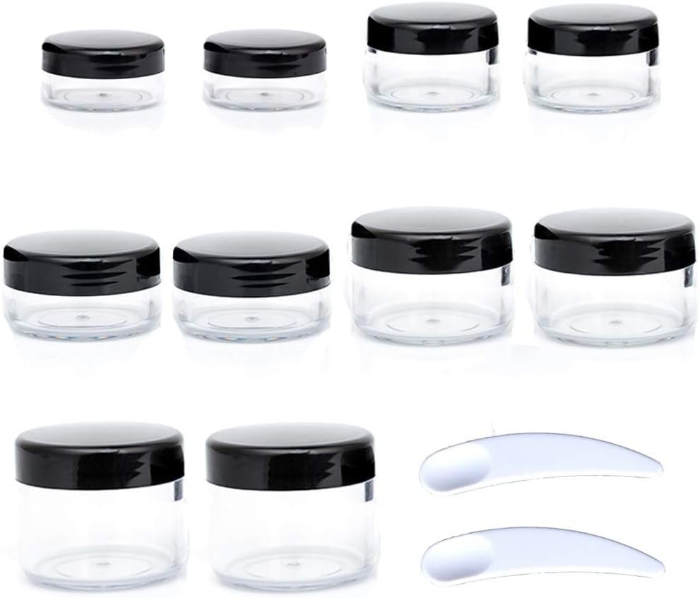10pcs Small Travel Containers, 3/5/10/15/20 Gram Sample Jars with Lids