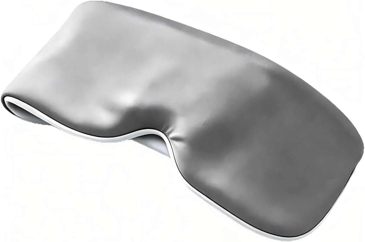 Weighted Sleep Mask for Women Men, Gentle Pressure Eye Mask with Reversible Warm Velvet & Cooling Ice Silk Sides, Light Blocking Blindfold for Deep Sleep, Travel & Naps (Grey)