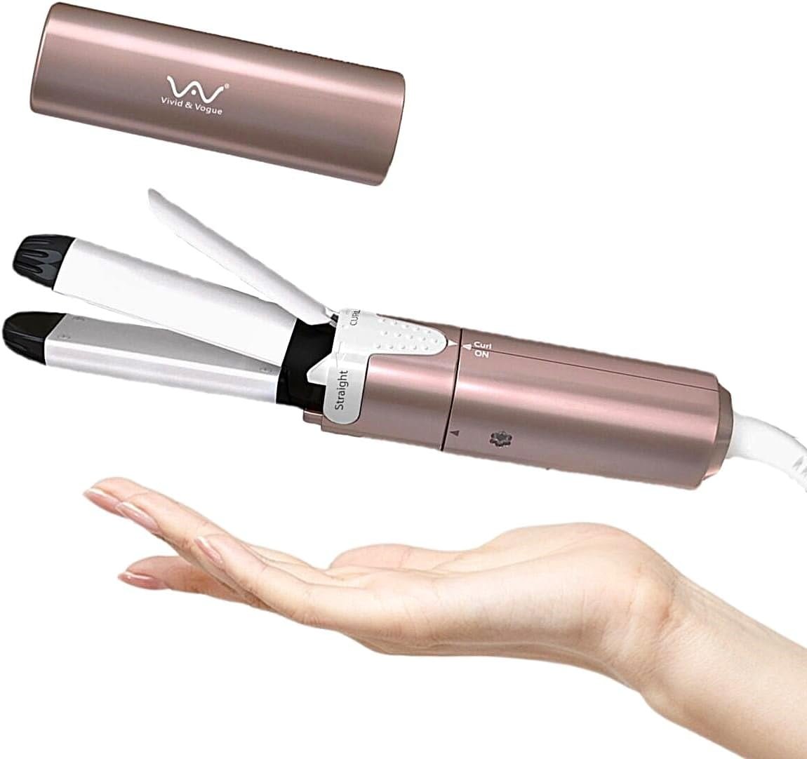 VAV Mini 2 in 1 Curling Iron & Straightener,1 Inch Travel Iron,Dual Voltage