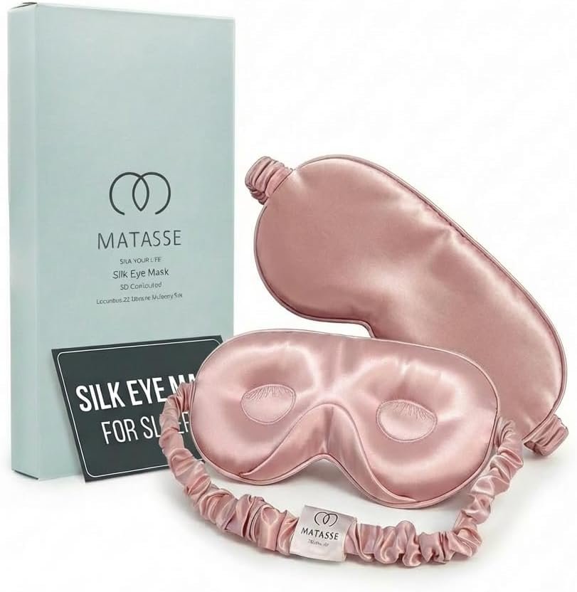 MATASSE 100% Mulberry Silk Sleep Mask, 22 Momme, Pink