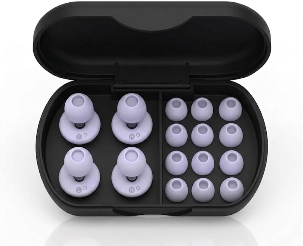 Ear Plugs for Sleeping Noise Cancelling -30dB,Reusable Ear Plugs for Sleeping,Travel,Hearing Protection Concert, 2-Pack Silicon EarPlugs with 8 Pairs EarTips for Noise Reduction (Purple)