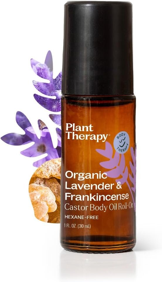 Plant Therapy Organic Lavender & Frankincense Castor Body Oil Roll On 30 mL