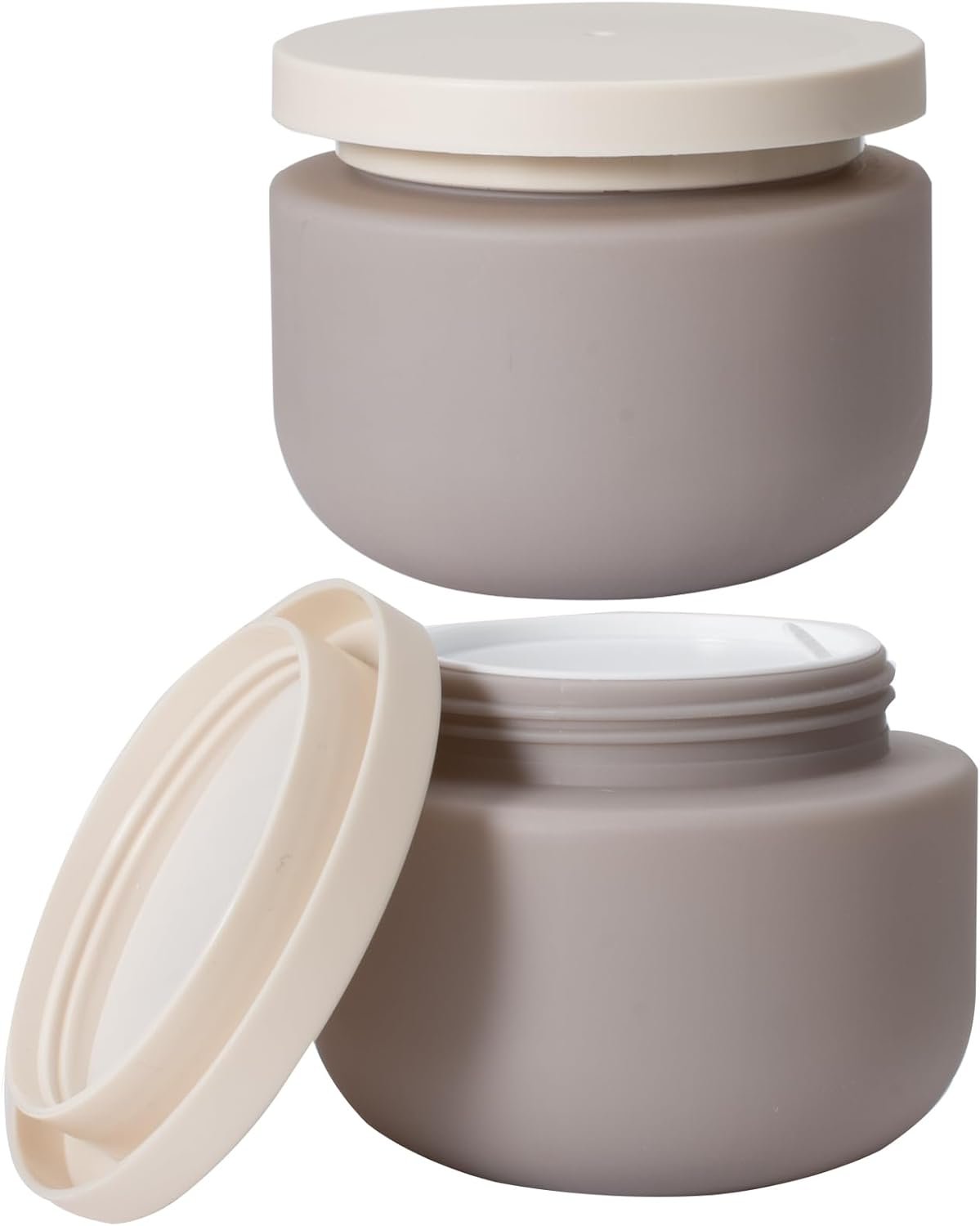 Qeuly Plastic Jars with Lids 8.8oz 2 Pcs Wide Mouth Lotion Containers Grey