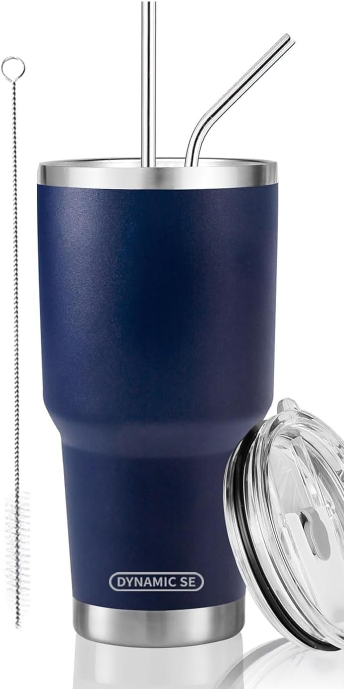 D·S 30 oz Navy Tumbler Double Wall Vacuum Insulated Travel Coffee Mug