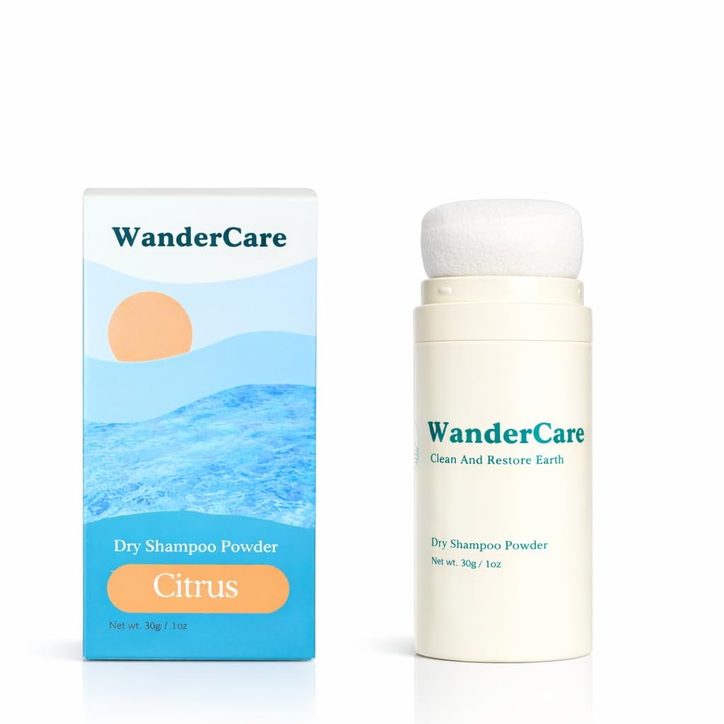 WanderCare Dry Shampoo Powder | Non-aerosol | Volumize & Instantly Refresh | 400+ Uses | Travel-friendly | All Hair | Sunny Citrus