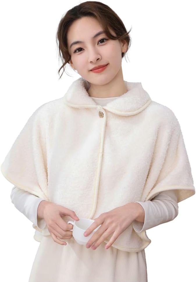 Women’s Fuzzy Fleece Poncho Shawl Wrap Winter Wearable Blanket Shawl Cape
