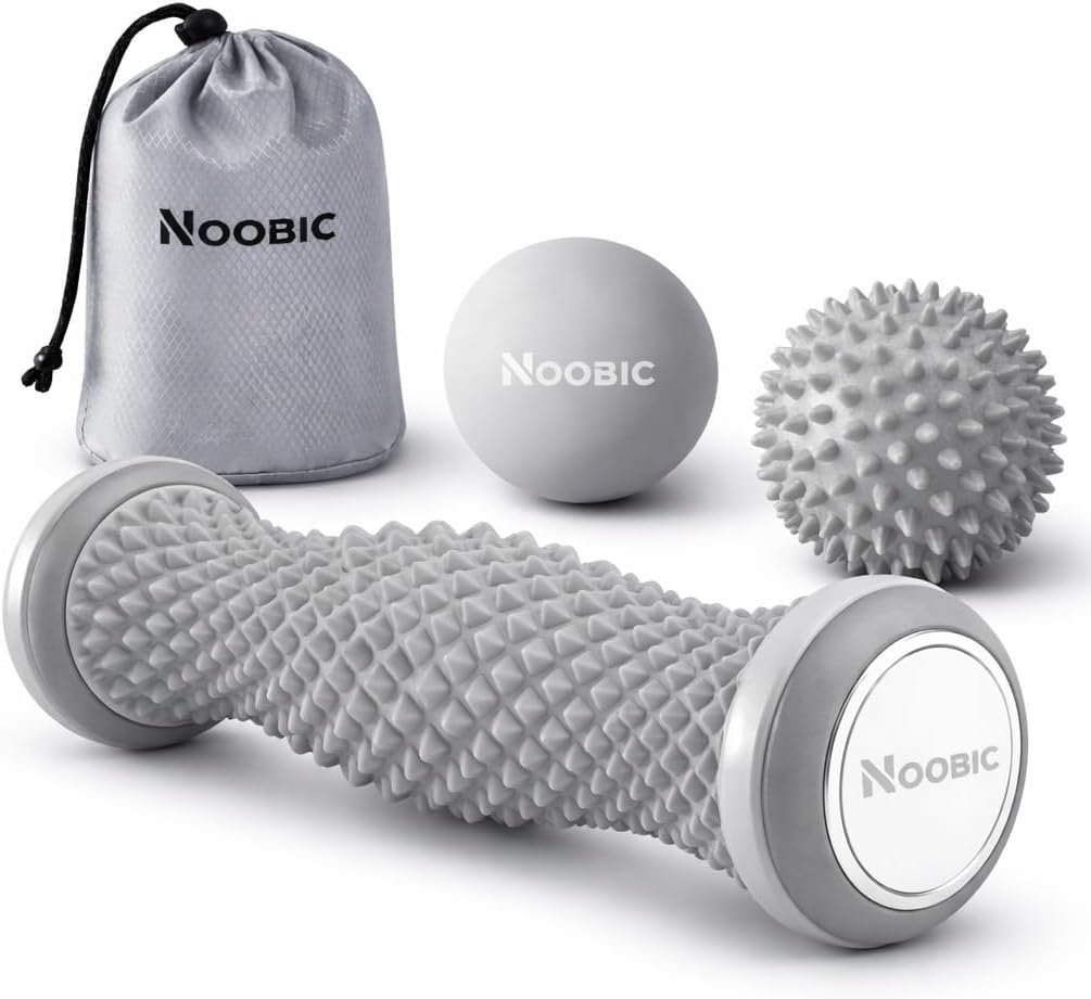 Foot Roller for Plantar Fasciitis Pain Relief – Deep Tissue Foot Massage Kit for Arch & Heel Pain, Includes Lacrosse & Spiky Massage Ball