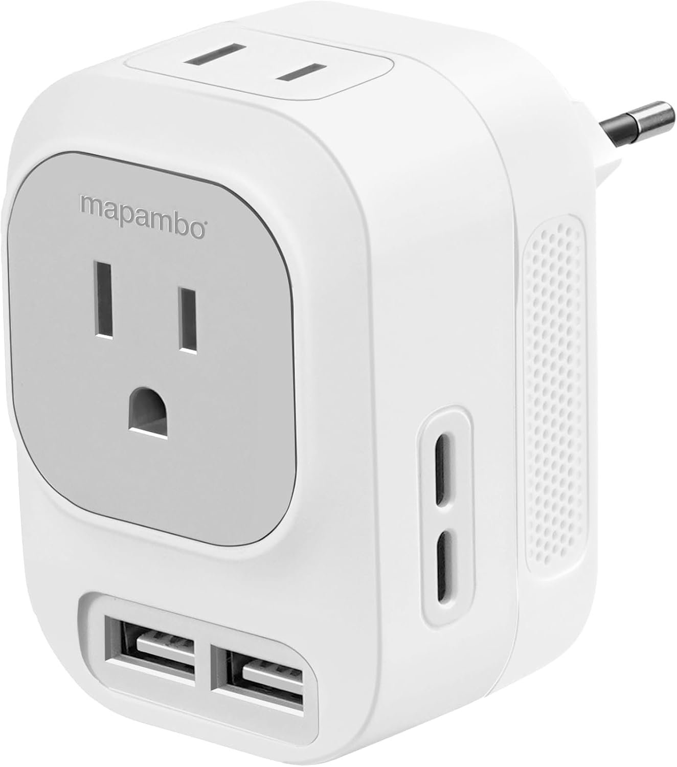 220V to 110V Voltage Converter US to Europe with 2 USB A 2 USB C Fast Charging, Power Converter for European Travel International Universal Travel Adapter for France Italy Germany Spain
