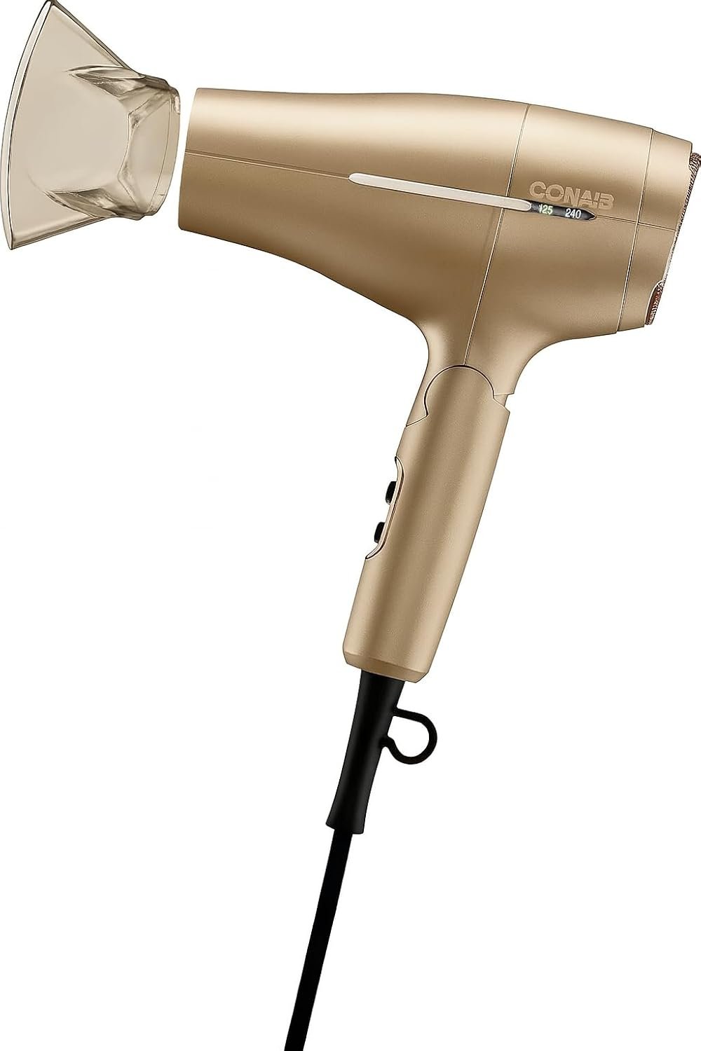 Conair 1875W Worldwide Travel Hair Dryer – Dual Voltage, Folding Handle, Ionic Technology – Champagne Compact Travel Blow Dryer for International Use