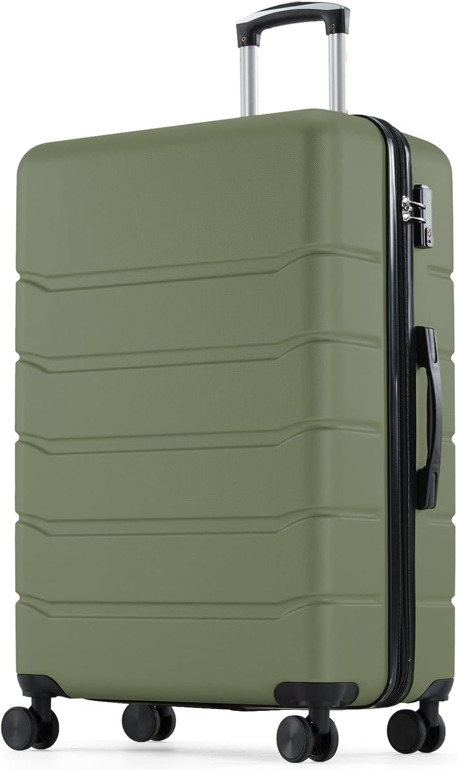 OLIXIS 28 Inch Luggage, Hardside Checked Suitcase with Spinner Wheels, Lightweight ABS Hard Shell Travel Luggage, TSA Approved Lock, Expandable Large Suitcase for Business & Travel–Olive Green