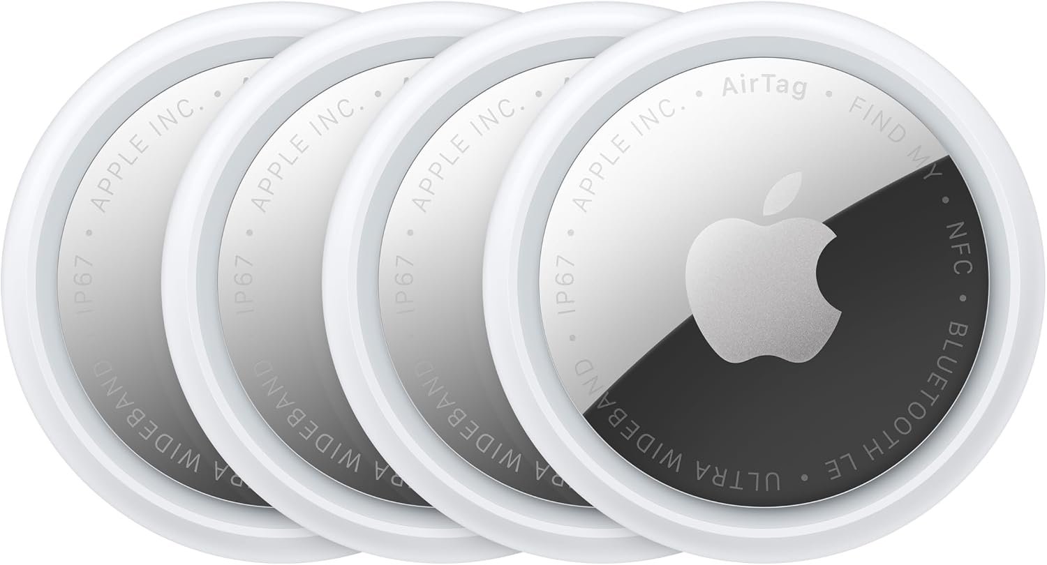 Apple AirTag (2nd Generation) – 4 Pack: Tracker for Keychain, Wallet, and More; Locator with Sound; Simple One-Tap Setup with iPhone or iPad; Key Finder with up to 1.5X Precision Finding Range