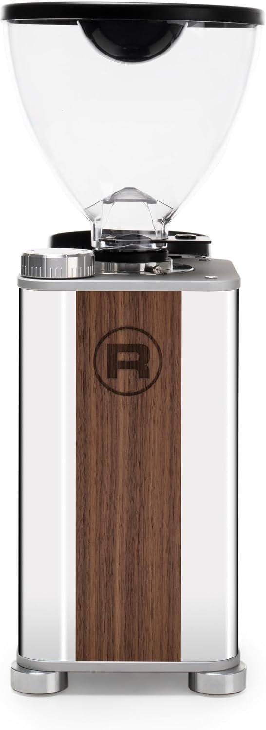 Rocket Espresso Giannino Espresso Grinder | 55mm | Stepless | Programmable Dosing | Insulated Case | (Chrome/Wood)