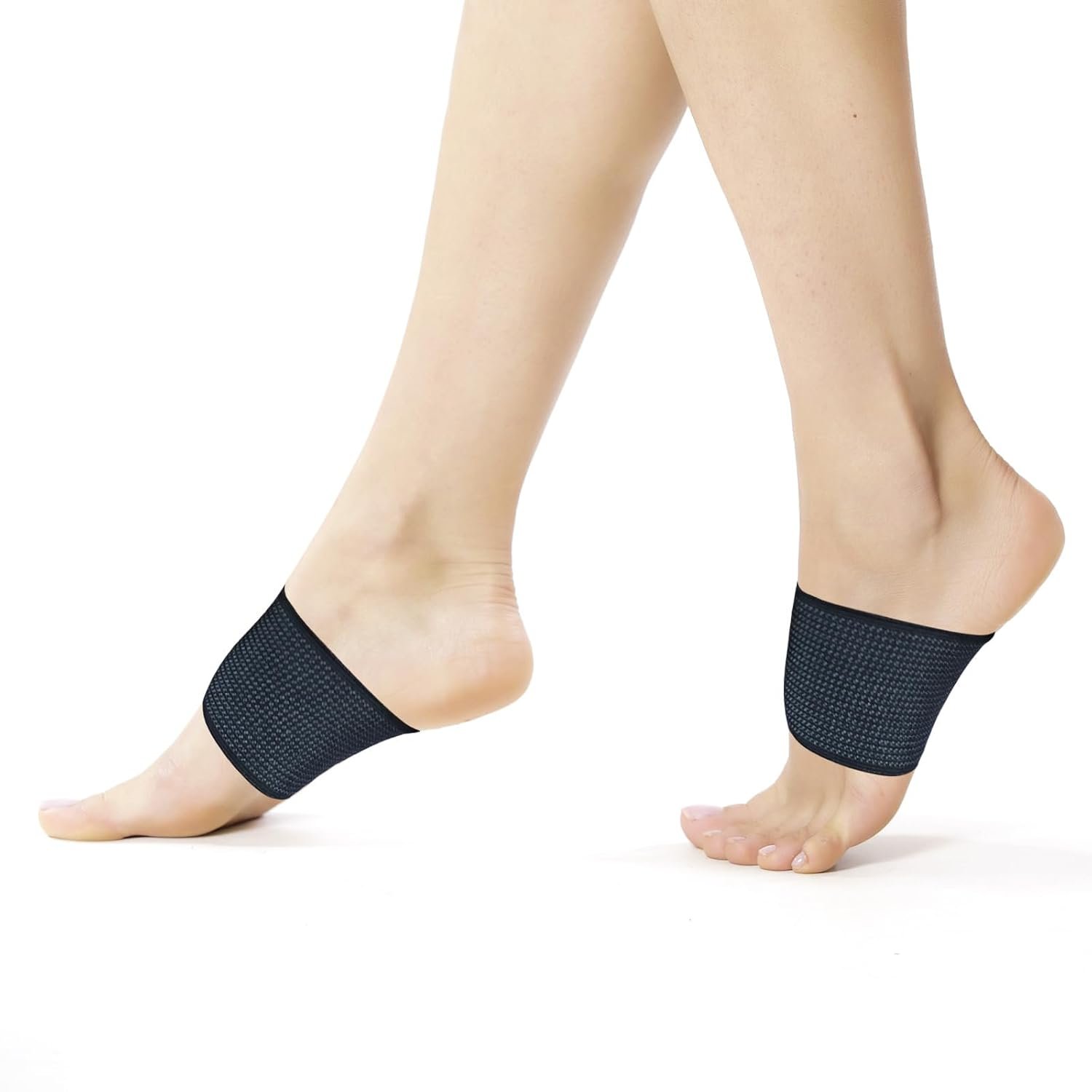 Foot Support Sleeves – Pair for Plantar Fasciitis & Heel Spur Pain Relief, Arch Support Brace for Wide/Narrow Feet, Flat/High Arches – One Size Black