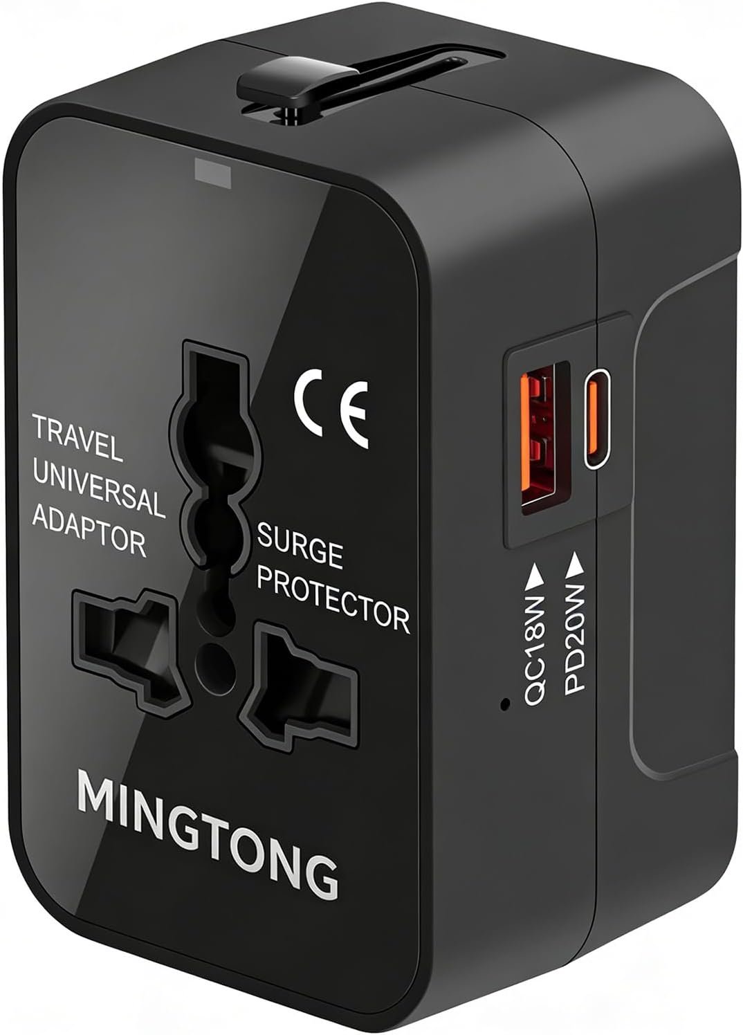 Travel Adapter, Worldwide All in One Universal Power Plug Adapter, Black