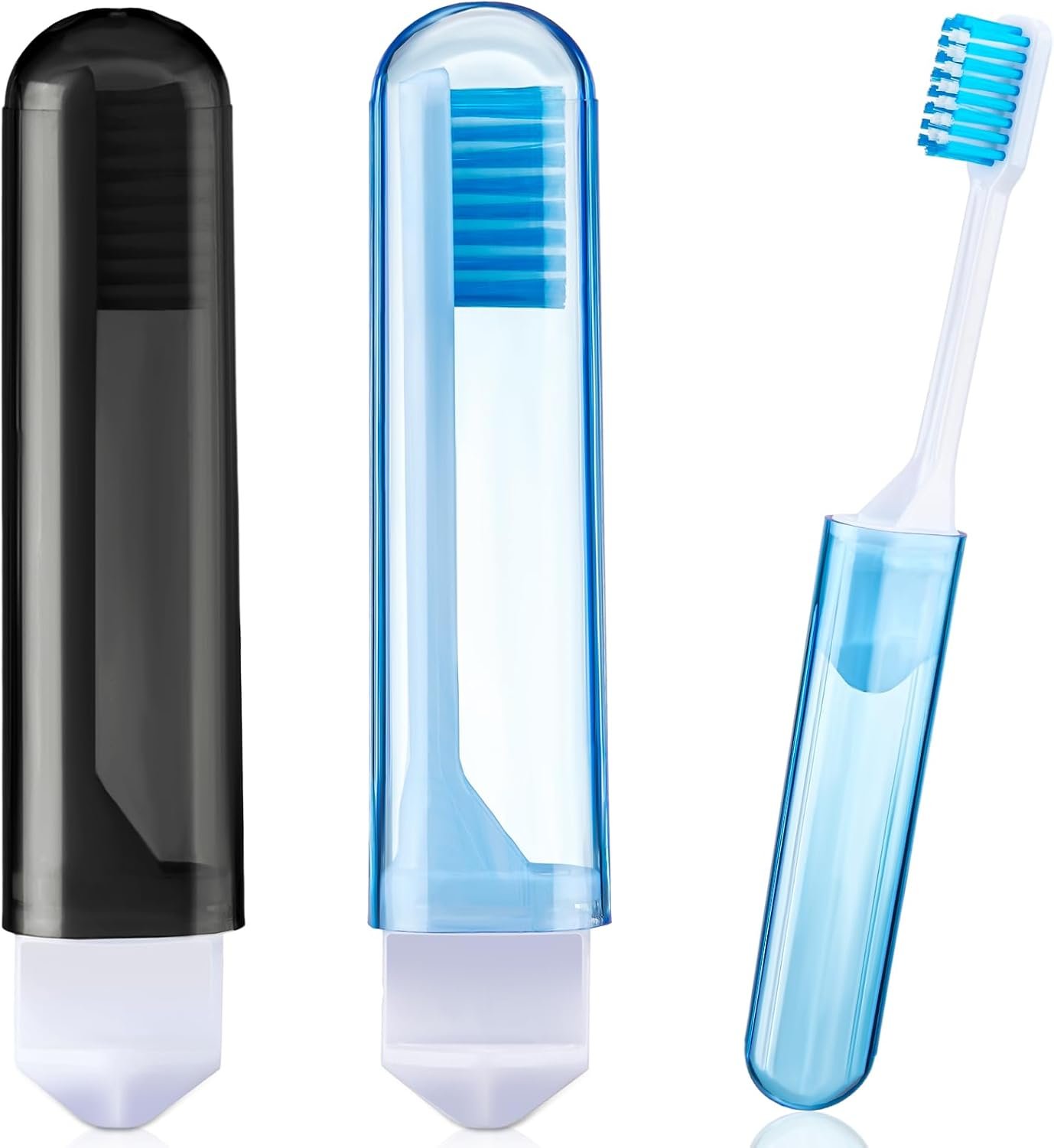 Patelai 2 Pcs Travel Toothbrush Mini Foldable with Case,Classic Color