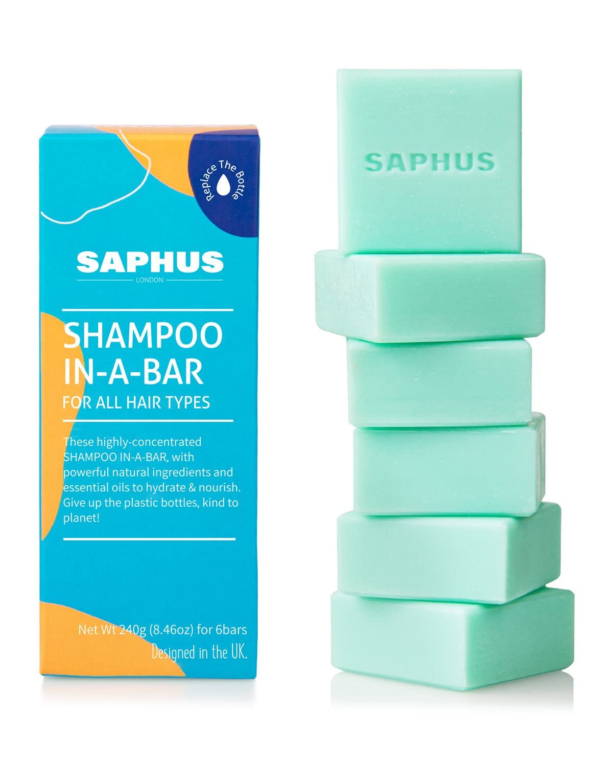 6Pcs Sulfate-Free Shampoo Bars for Oily Hair & Scalp Cleansing – Solid Shampoo Soap Set (8.46oz Travel Size) – Vegan, Cruelty-Free Hair Care for Women & Men – Blue