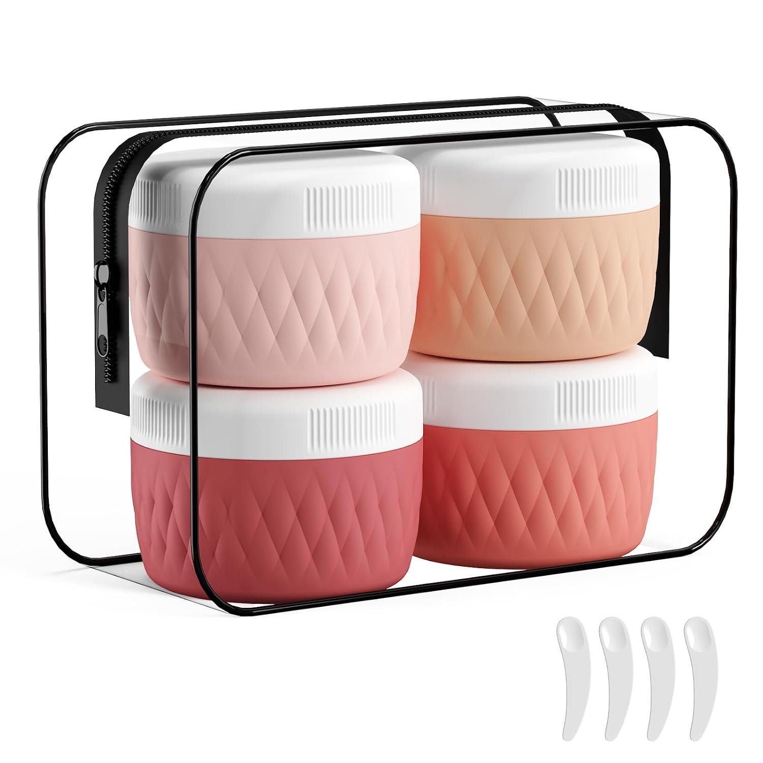 Kuangre Travel Containers for Toiletries, Silicone Cream Jars BPA-Free, TSA Approved 3oz Travel Size Containers, Leak-proof Silicone Jars with Lid for Cosmetic Face Hand Body Cream (4 Pack)