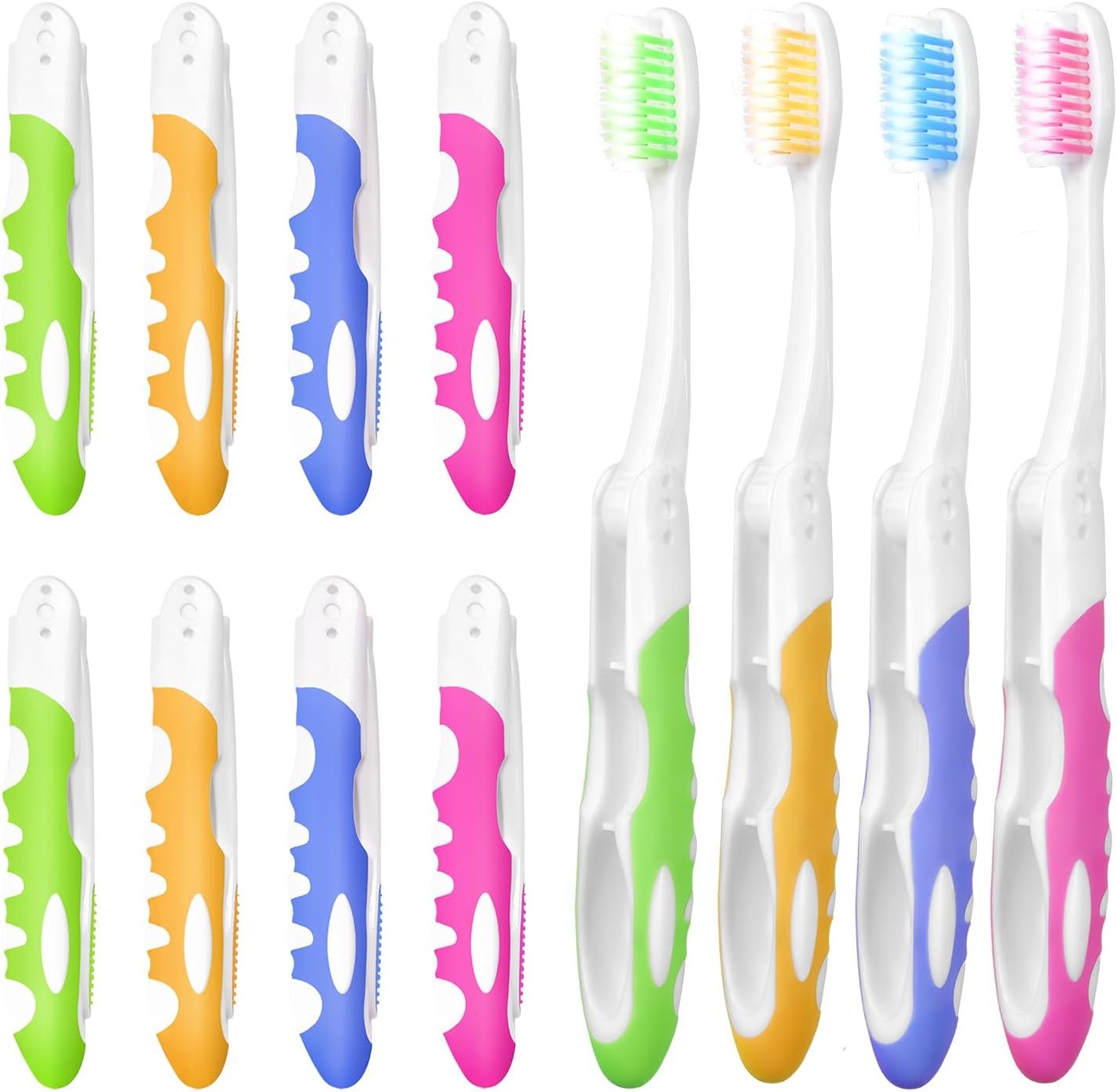 EasyHonor 12 Pack Bulk Travel Toothbrush with Folding Portable Design and Soft Bristles, for Camping, Hiking, Travel, School