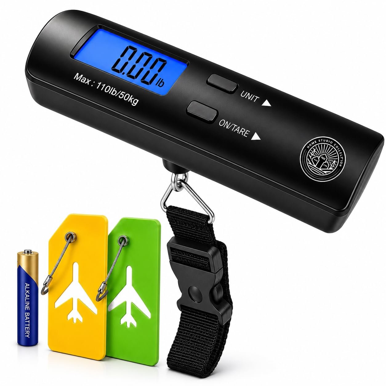 Digital Luggage Scale, Backlit LCD, 110lb, Hook
