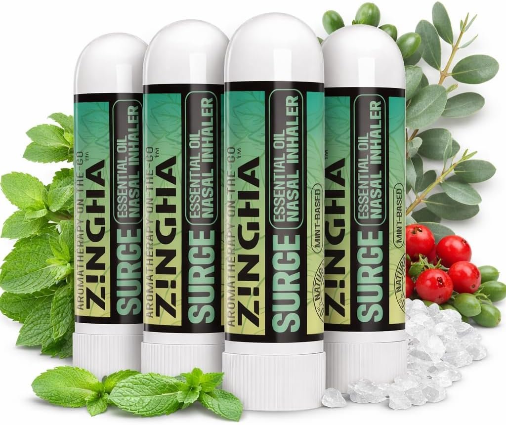 Z!NGHA Natural Aromatherapy Nasal Stick Boost Focus & Enhance Breathing | Portable Sinus Relief & Relaxation Nasal Inhaler Stick | Essential Oil Blend for Stress and Congestion (Surge)