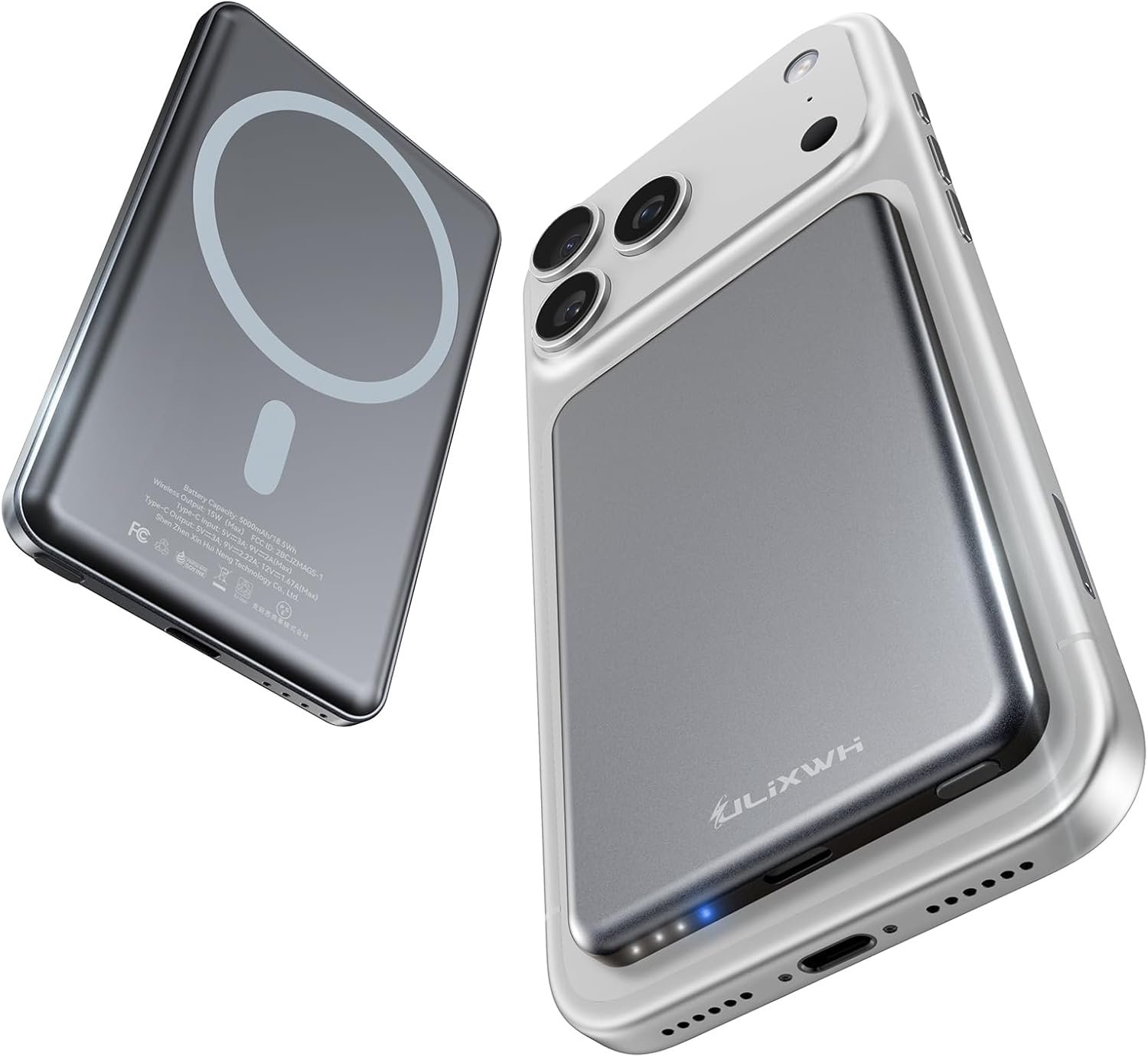 [0.3″ Ultra Slim] [Alloy-Made] ULiXWH for Magsafe Portable Charger for iPhone, 2026 Upgrade 5000mAh Fast Charging Magnetic Power Bank, Wireless Battery Pack for iPhone 17 Air 16 15 Pro Max 14 13, Grey