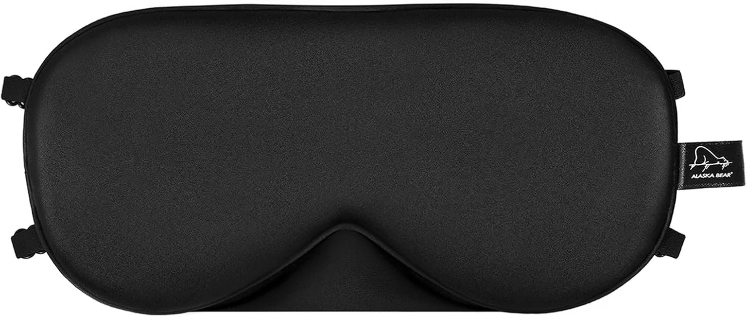 ALASKA BEAR Sleep Mask 2 Straps, Mulberry Silk, Twin Thin Elastic Bands Stay Put All Night, Smooth Eye Mask Two Adjustable Head Strings and Nose Baffle