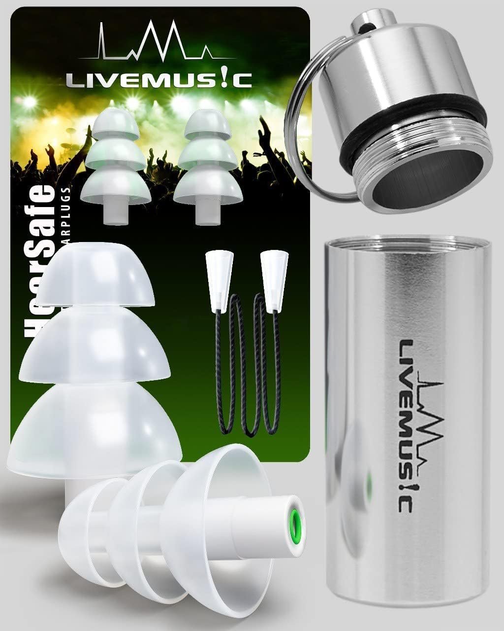 Ear Plugs for Noise Reduction – High Fidelity Ear Plugs for Concerts, Musicians, Motorcycle, Flying, Work, Peace – Clear Reusable Silicone Musician Earplugs for Concert with Case – 29dB NRR Protection