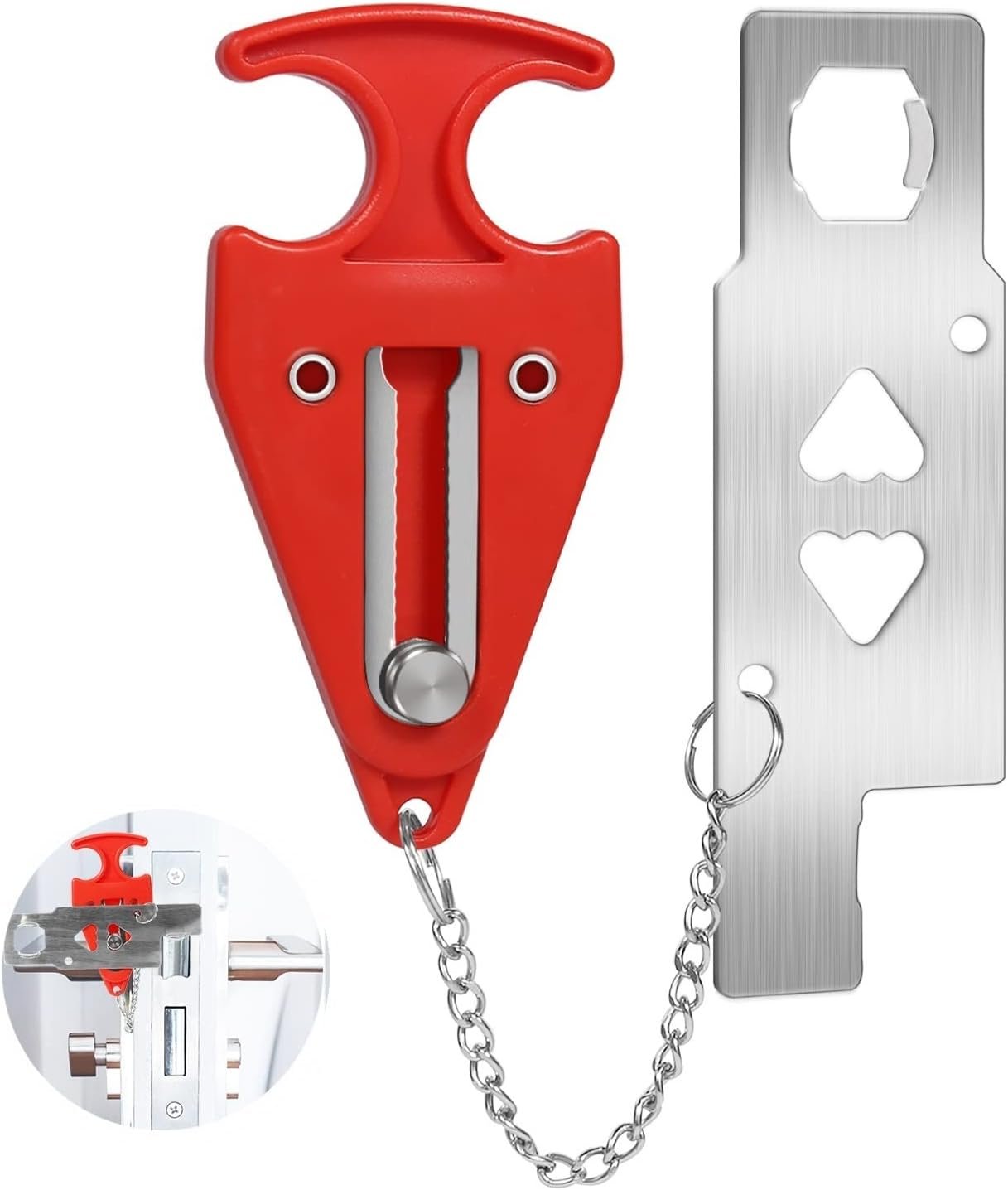 Portable Door Lock for Travel Door Lock Hotel Room Security Devices Apartment Jammer Additional Safety for Traveling Home College upgrade (Red combination)
