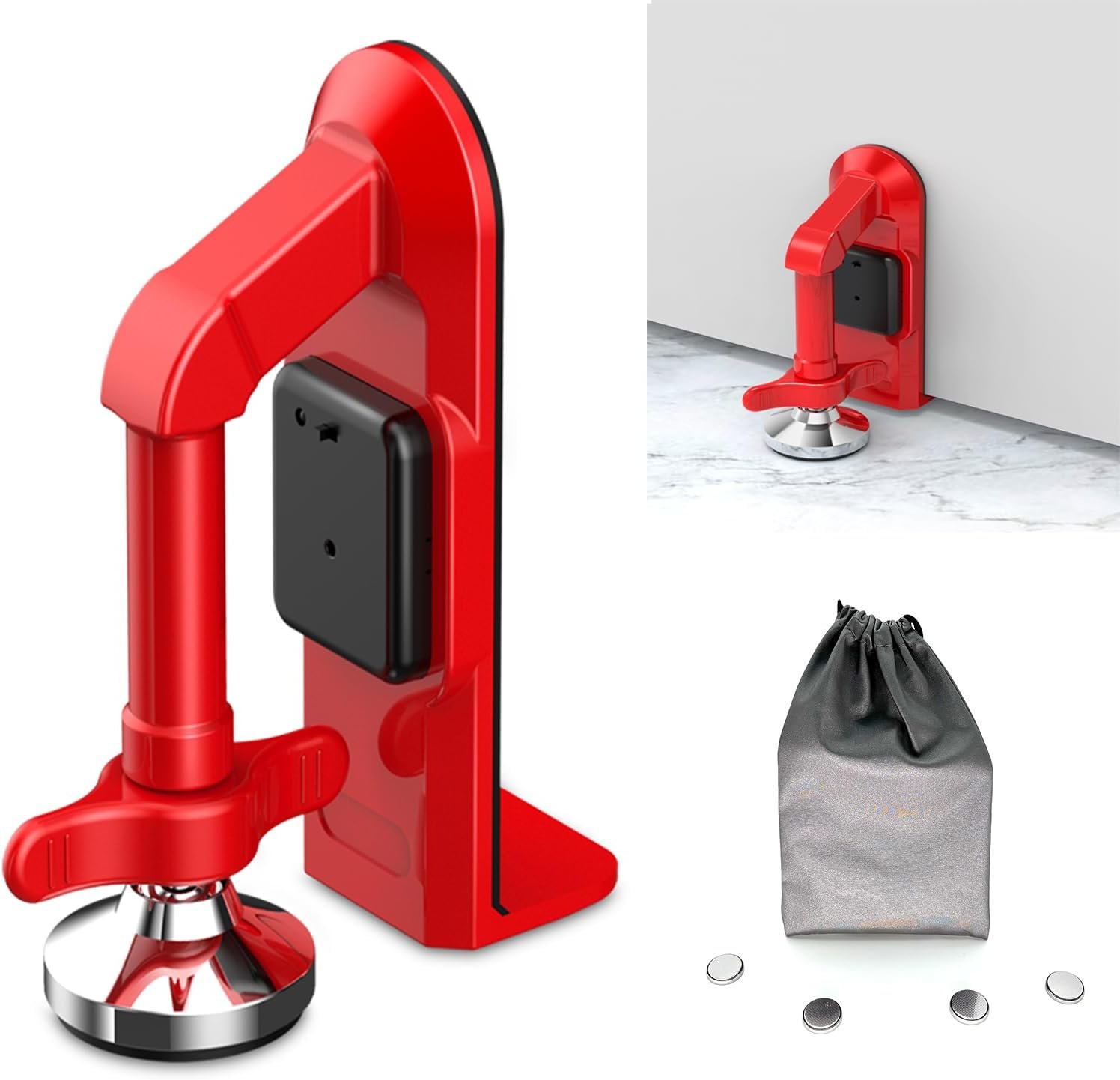 Upgraded Portable Door Stop Alarm with Strong Grip to the Floor, Non-Slip Door Stoppers Security Alarm Lasts 5 Seconds with 80dB, Perfect for Travel & Home Security