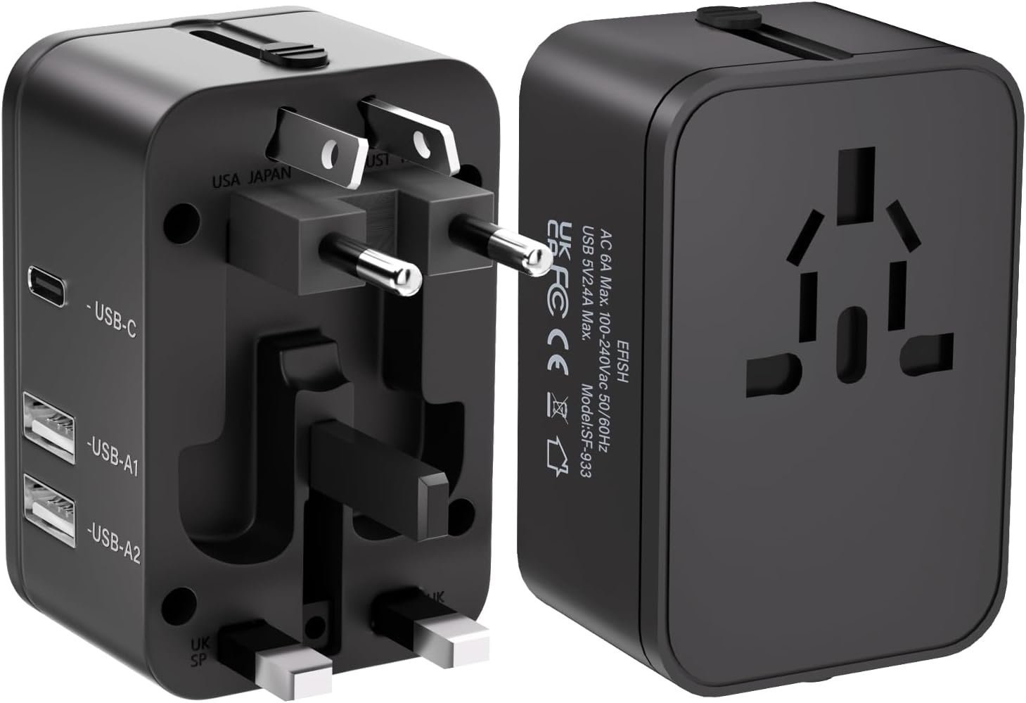 EFISH International Travel Plug Adapter,Universal AC Power Plug Converter