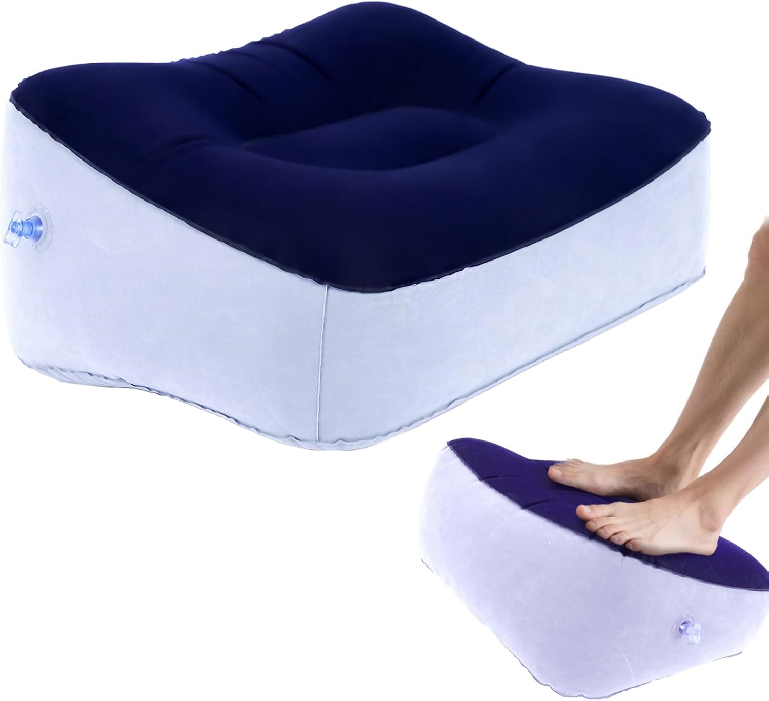 + Inflatable Foot Rest, Portable Foot Rest, Inflatable Airplane Foot Rest Pillow – Portable Travel Foot Elevator, Head Pad, Lightweight Foot Stool for Economy Class, Upgrade Version (Grey)