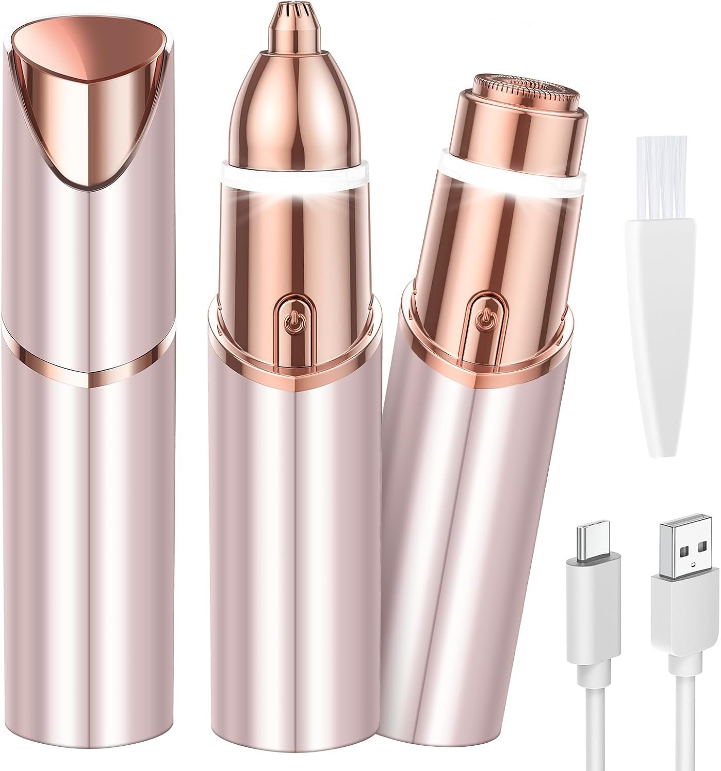 2 in 1 Eyebrow Trimmer, Facial Hair Removal for Women, USB Rechargeable