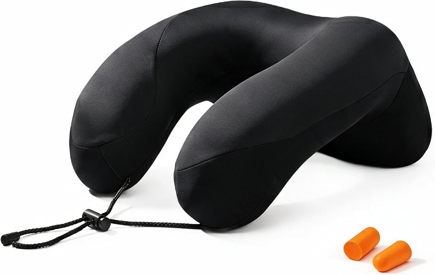 Inflatable Travel Neck Pillow for Airplane, Soft Knit Pillow with Adjustable Firmness, Lightweight Compact Flight Pillow with Earplugs for Car, Train & Office, Portable Plane Accessories