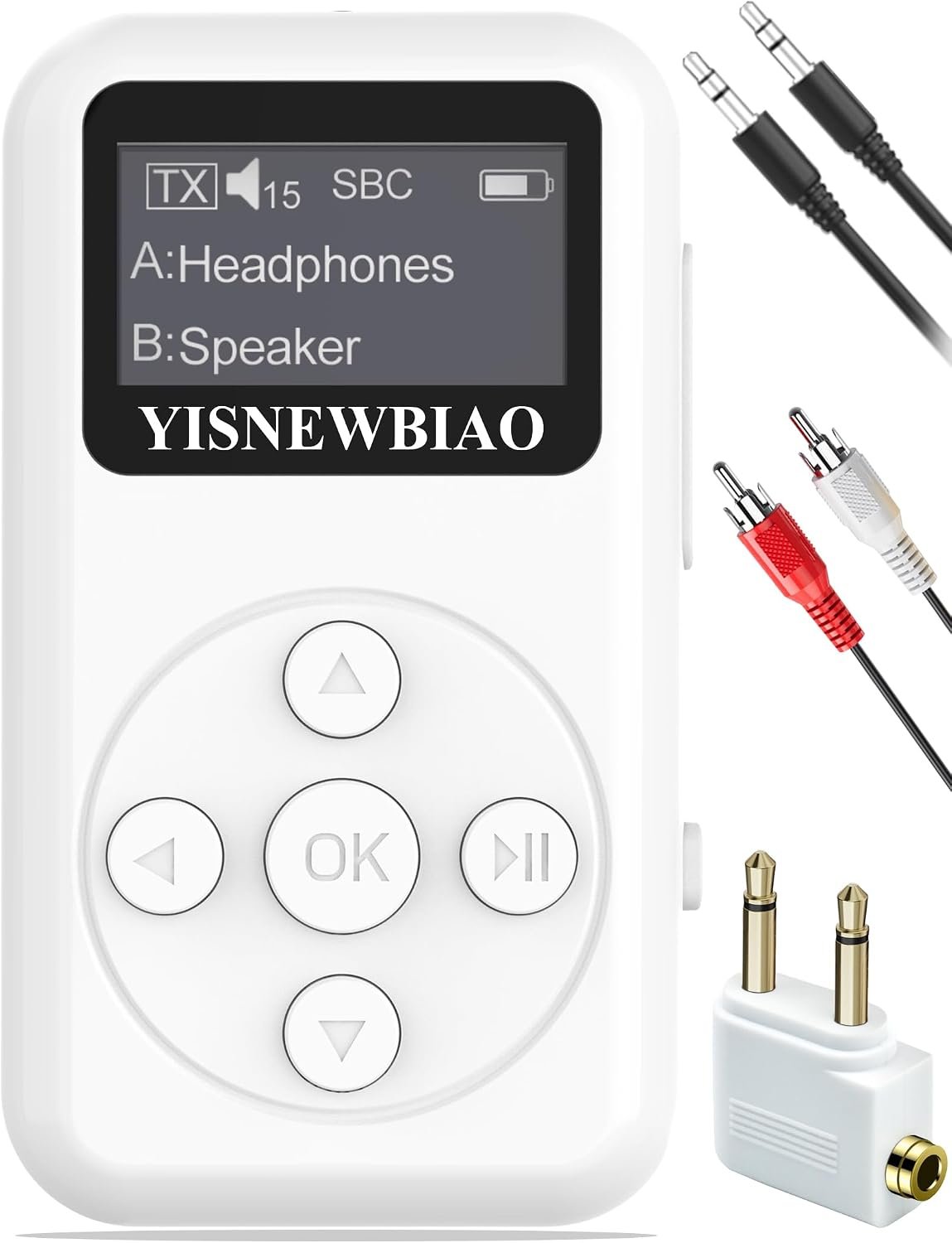 Bluetooth Transmitter Receiver for Airplane TV Headphones with OLED Display