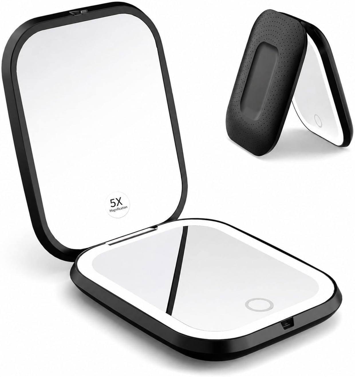 WOBSION 5X Magnification Compact Travel Makeup Mirror with Light