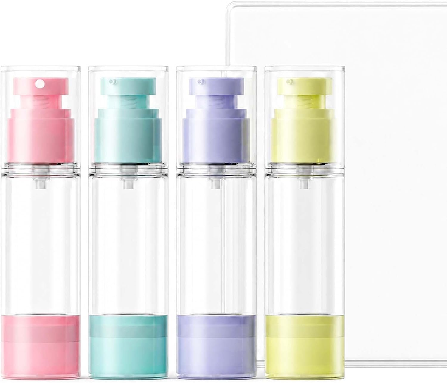 4 Pack Airless Pump Bottles, 1 oz Leakproof Travel Bottles with Pump for Toiletries, Small Empty Containers with Lids for Lotion Creams Serum Skin Care Shampoo Cosmetic Moisturizer Dispenser