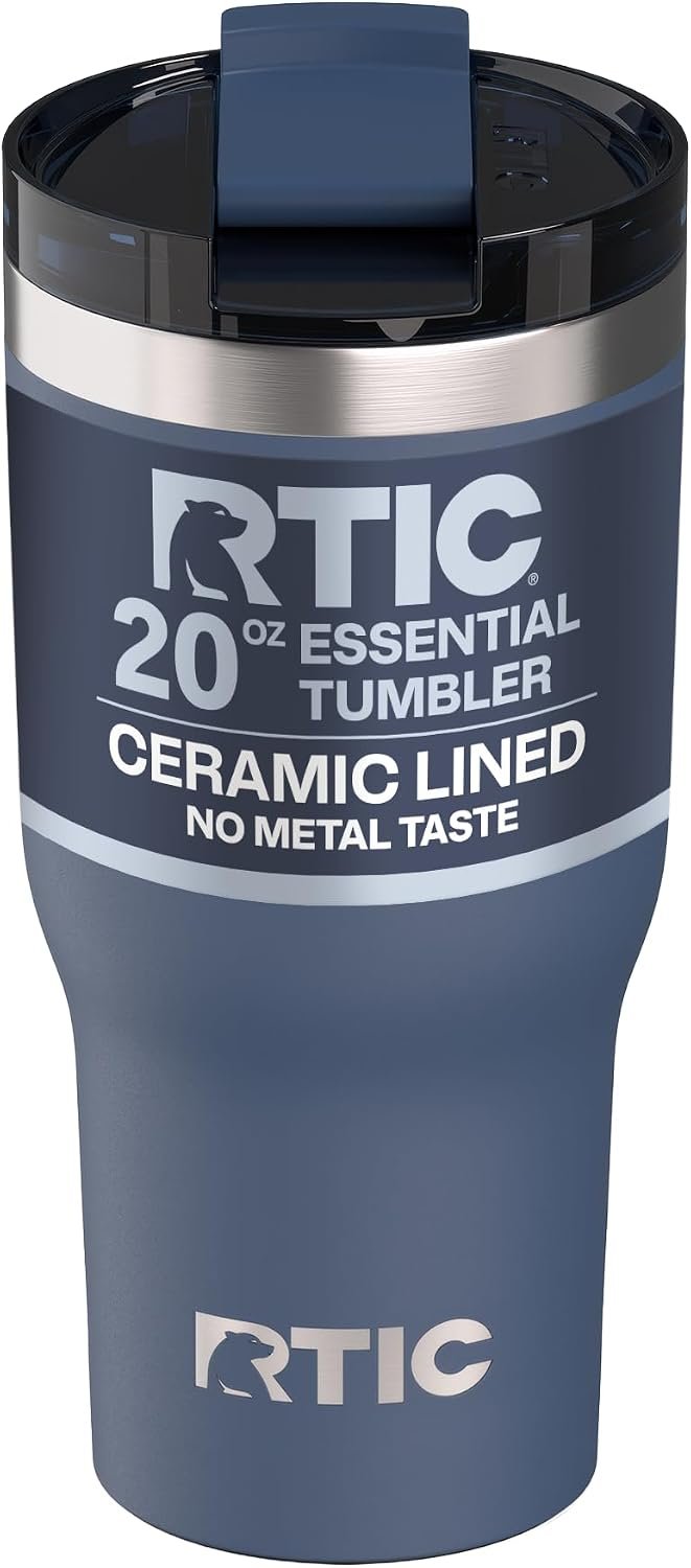 RTIC 20oz Essential Tumbler with Lid, Ceramic Lined, Navy