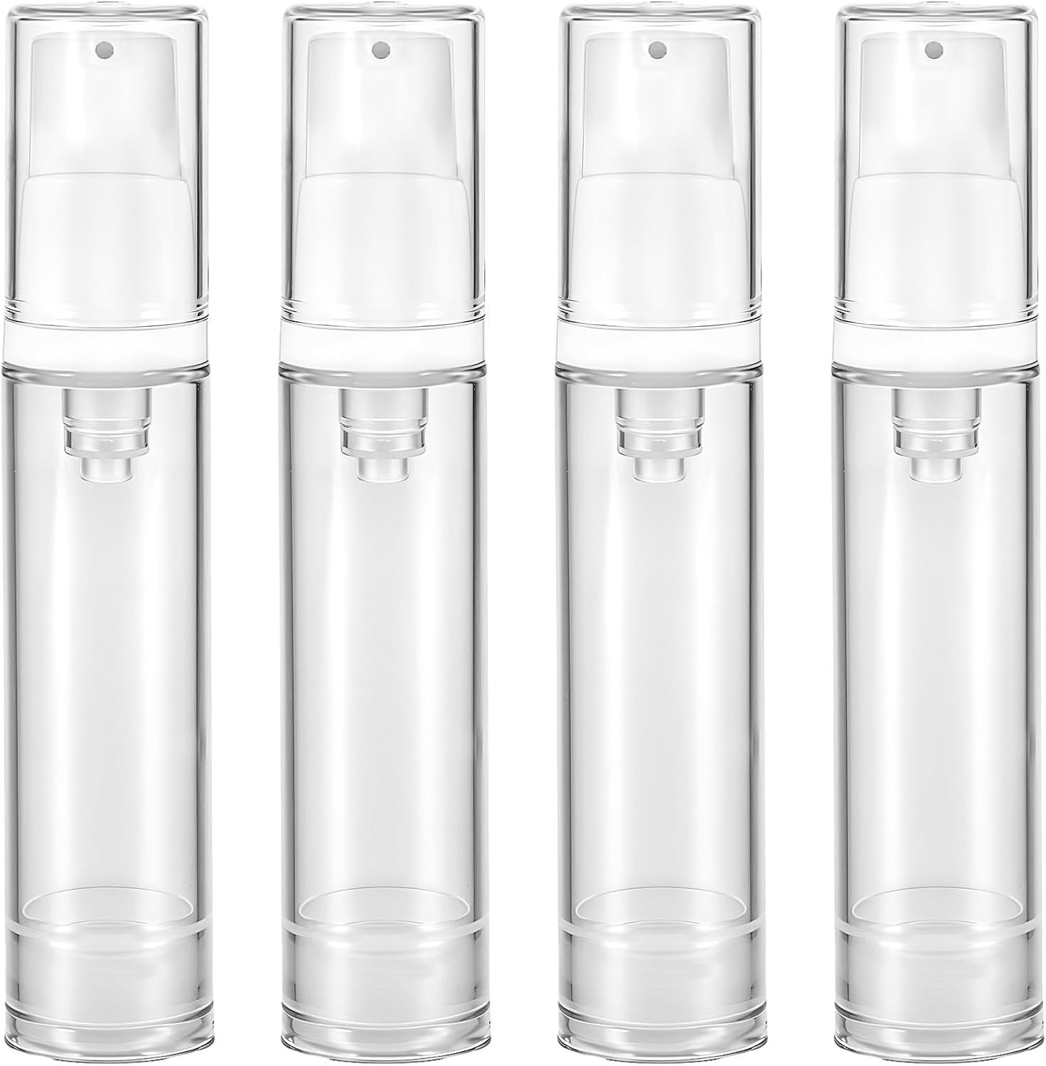 4 Pcs Empty Airless Pump Bottles, Refillable Clear Travel Pump Bottle